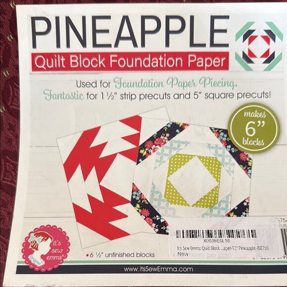 its sew emma Other - Pineapple Quilt Block Foundation Paper - Red and Green